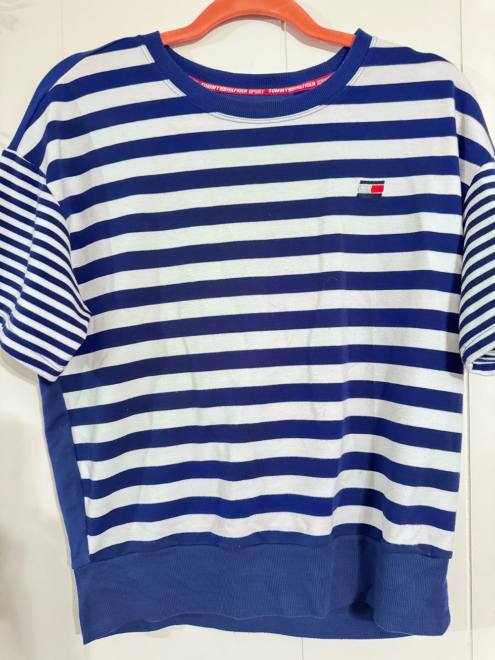 Tommy Hilfiger Blue & White Striped Short Sleeve Tee